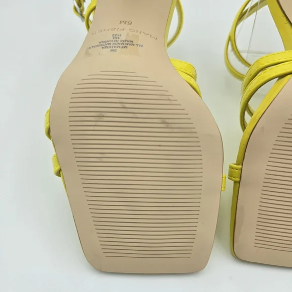 Marc Fisher Mahima Strappy Heeled Sandals, Greenish/Yellow, Women's 5M - Picture 11 of 15